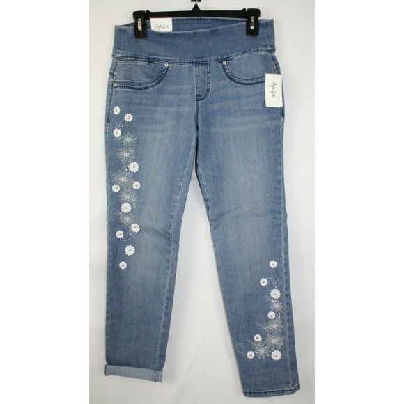 Style & co Women's Low Rise Boyfriend Novelty Jean Jeggings Size XS with Design - Picture 1 of 4